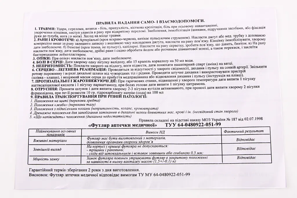 аптечка АМА-2 (до 18 чол.) м'яка сумка (44 од.)