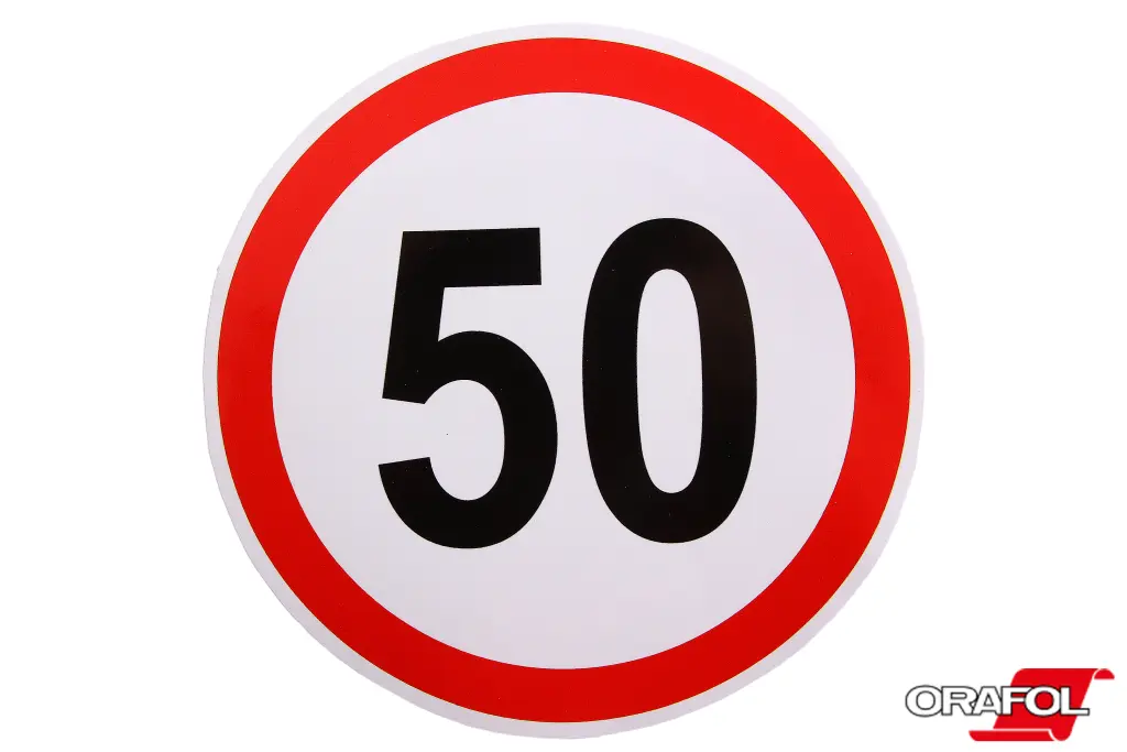 наклейка знак Обмеження швидкості 50 16см