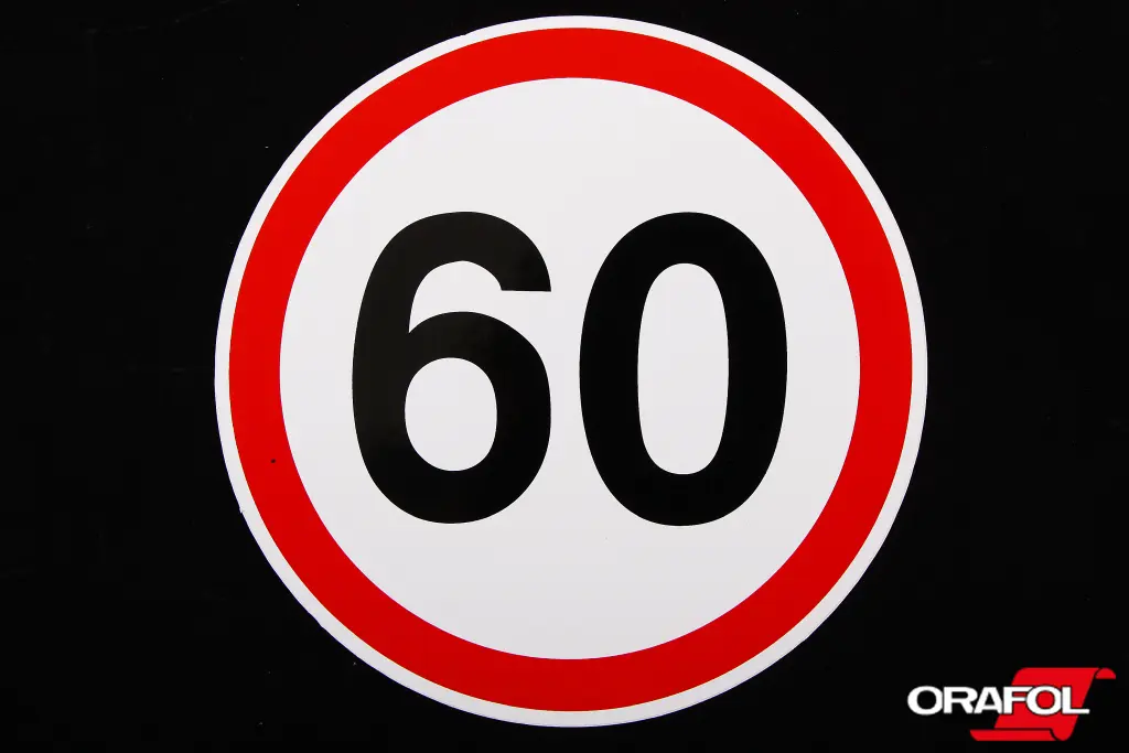 наклейка знак Обмеження швидкості 60 16см