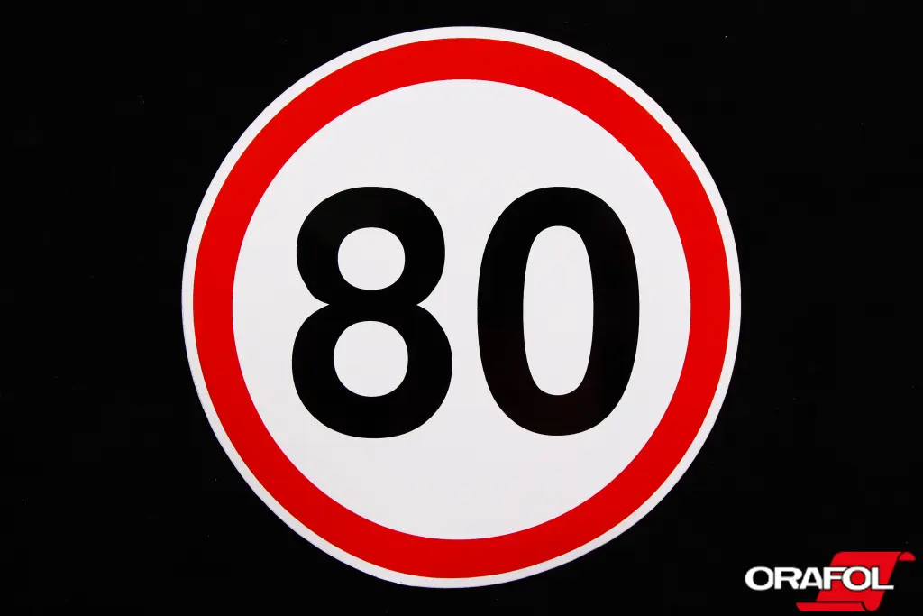 наклейка знак Обмеження швидкості 80 16см