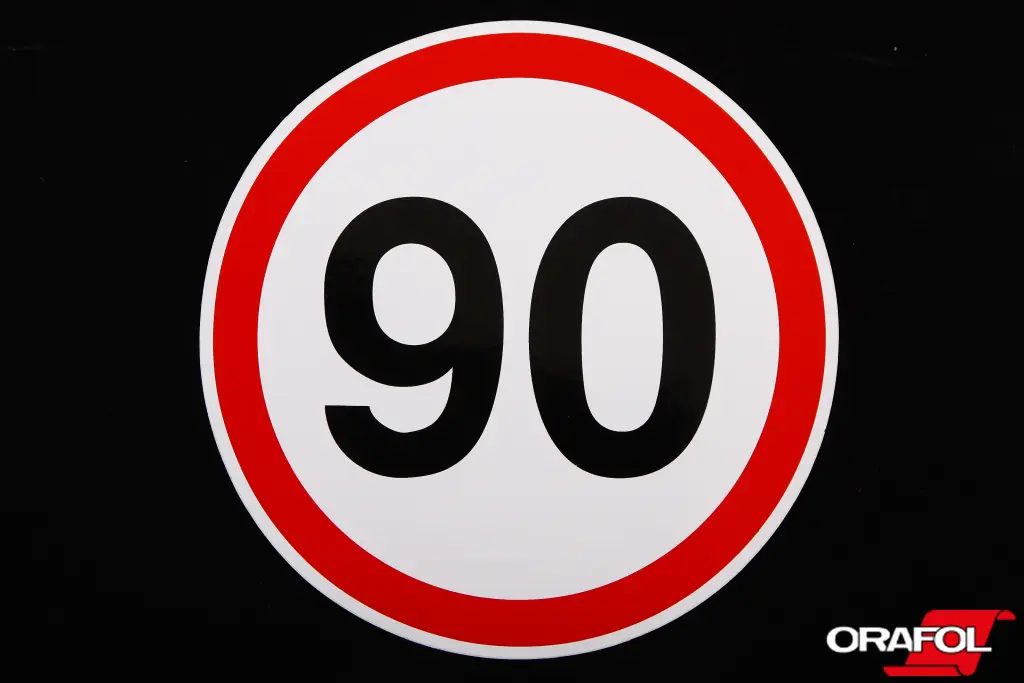наклейка знак Обмеження швидкості 90 16см