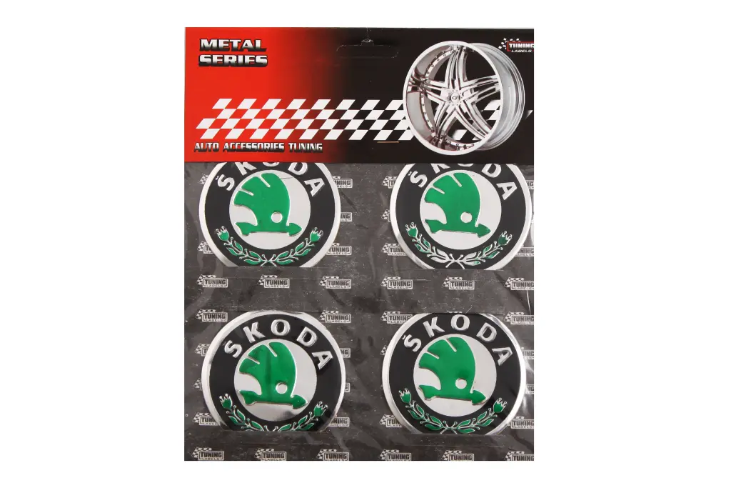 наклейка на ковпак 60мм Skoda зелена (4 шт.)