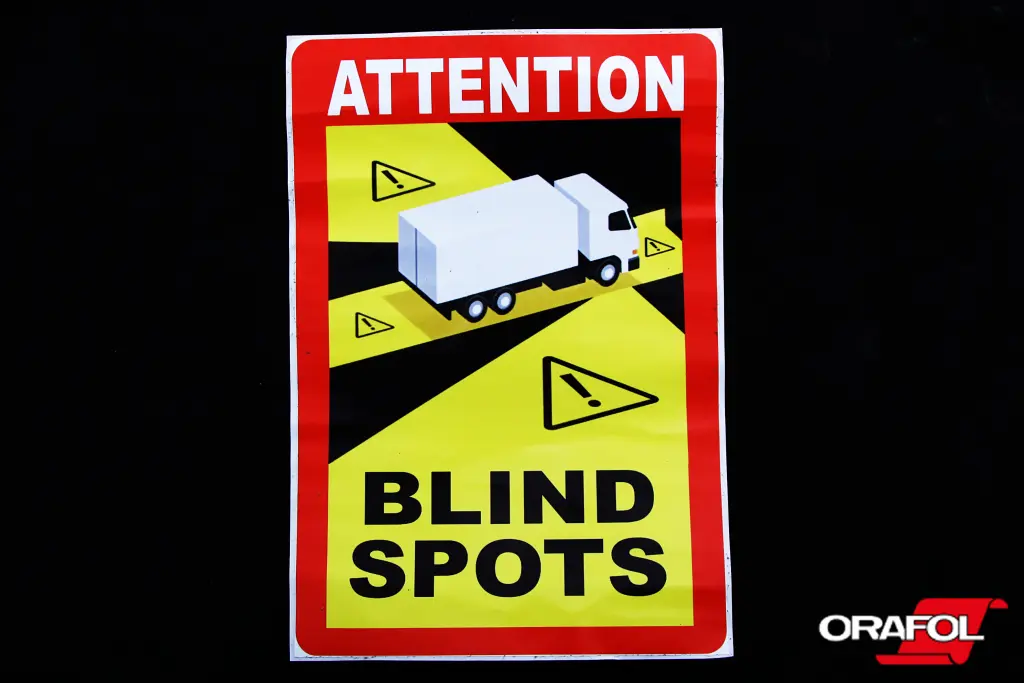наклейка знак Сліпа зона Attention Blind spots 25*17см