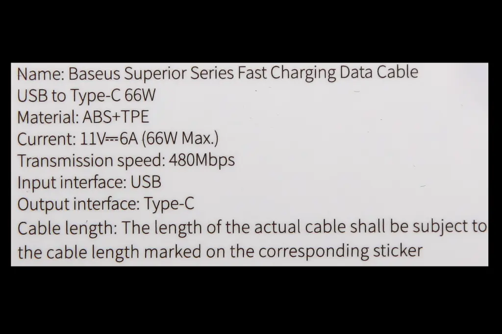 кабель USB - Type-C 66 Вт 1.0м 