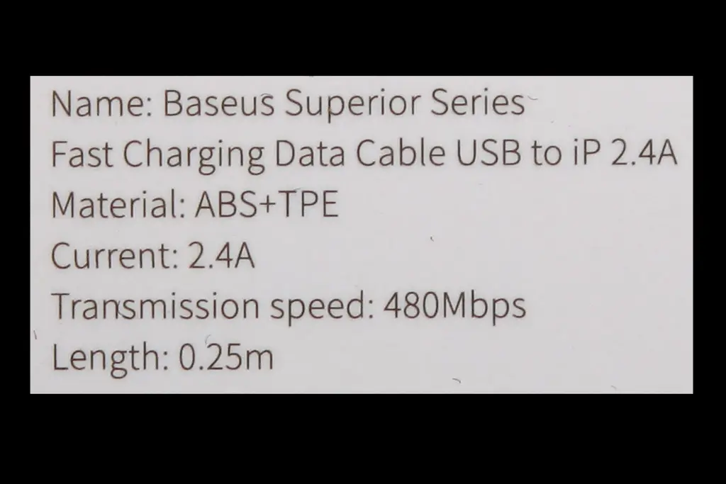 кабель USB - iPhone 2.4A 0.25м 