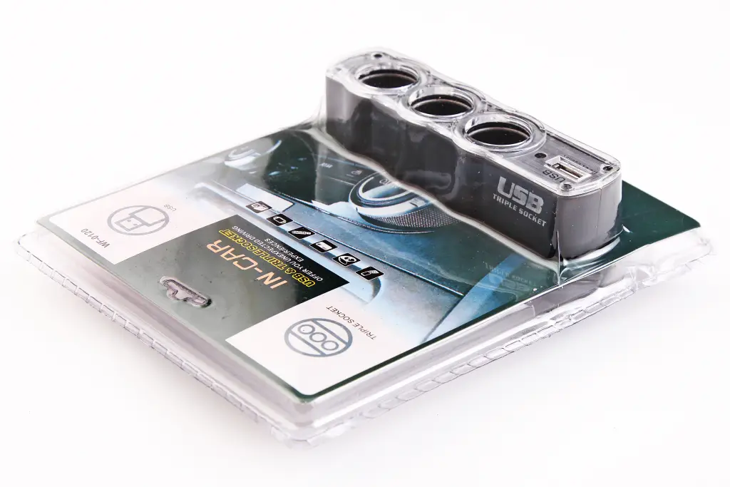 розгалужувач в прикурювач 1-3 + 1USB з подовжить. 0.5A 
