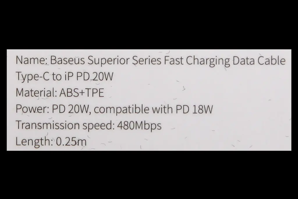 кабель Type-C - iPhone 20 Вт 0.25м 