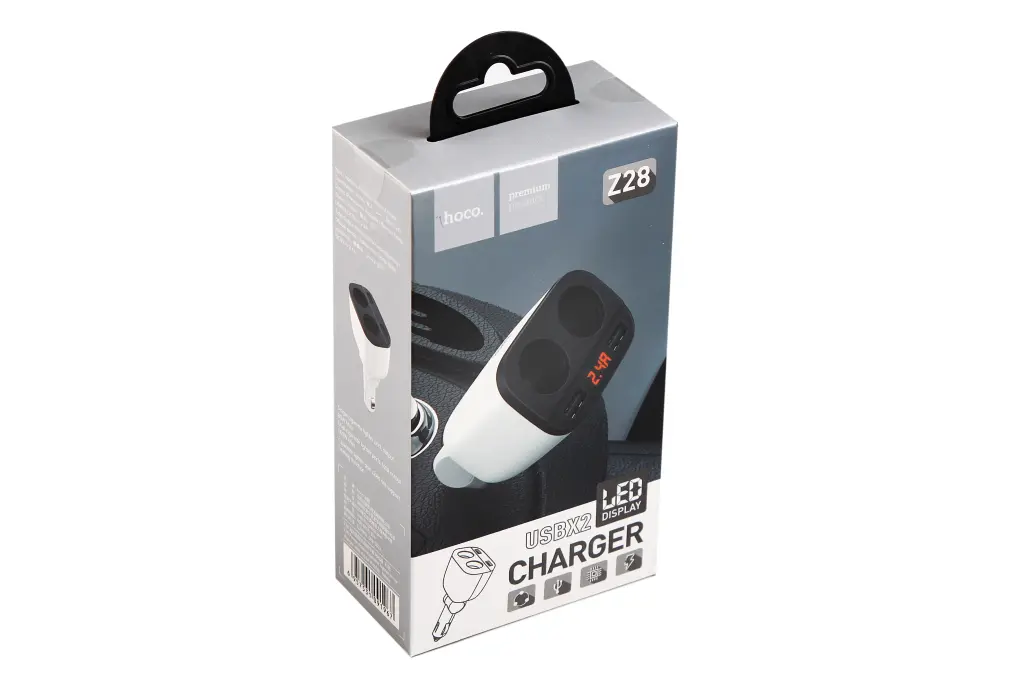 розгалужувач в прикурювач з вольтметром 1-2 + 2USB 3.1A 