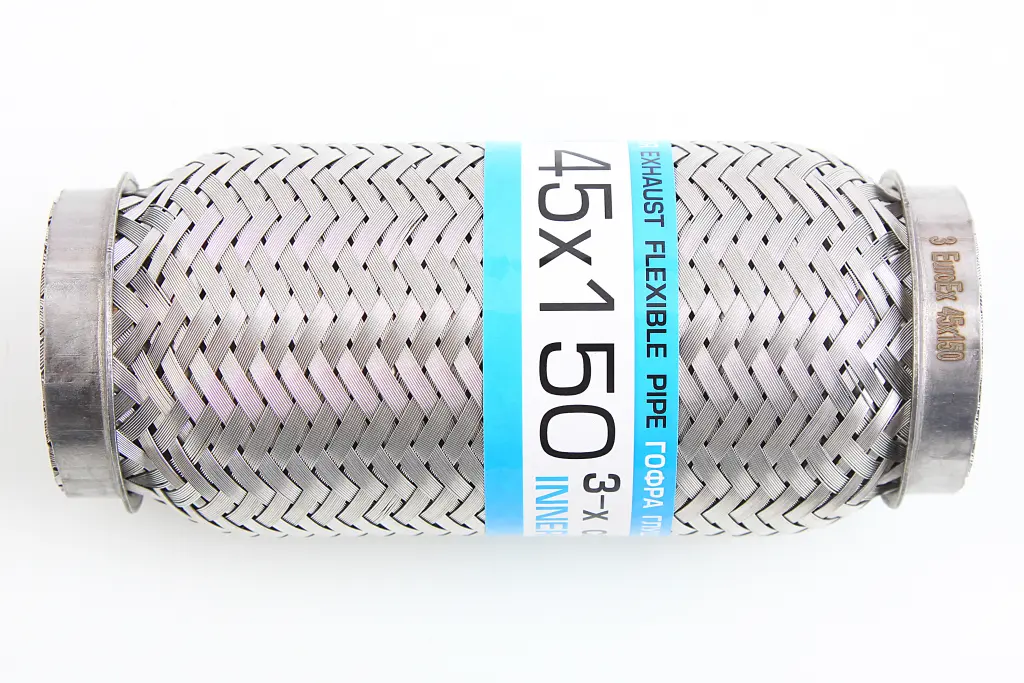 гофра глушника 45*150 короткий фланець 3-шарова 