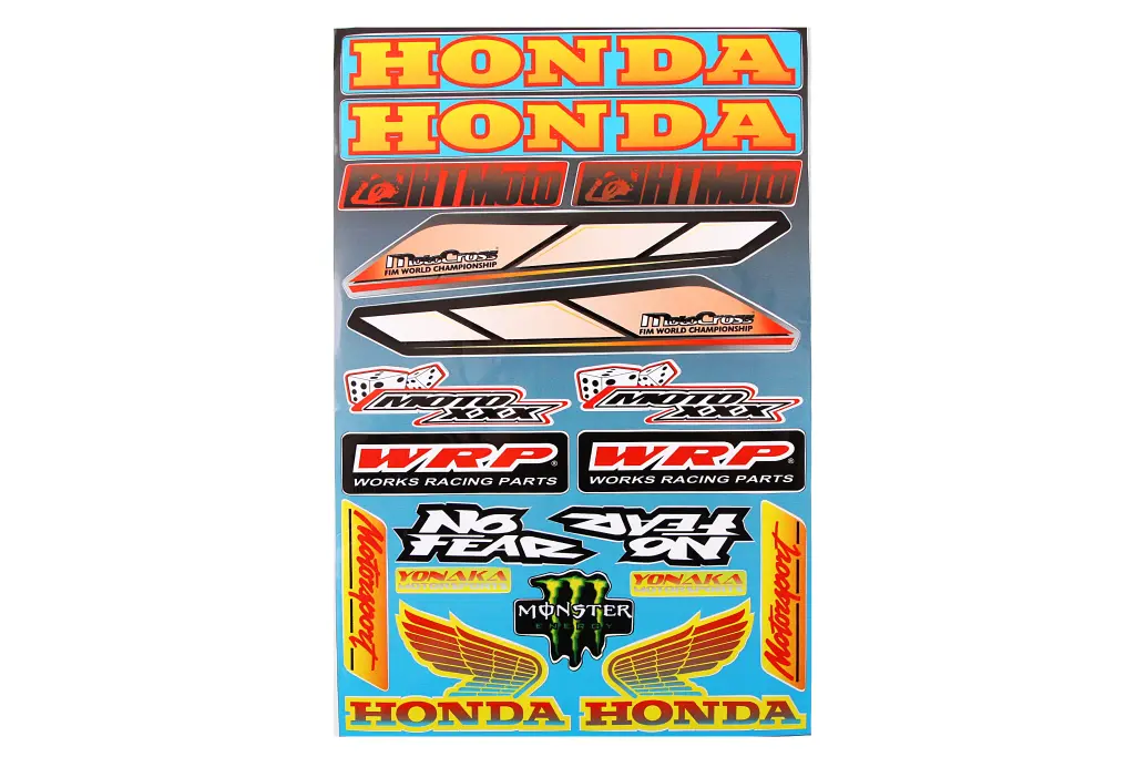 наклейка набір на мопед Honda, HTMoto, MotoCross, NoFear, WRP, Motoxxx, Monster
