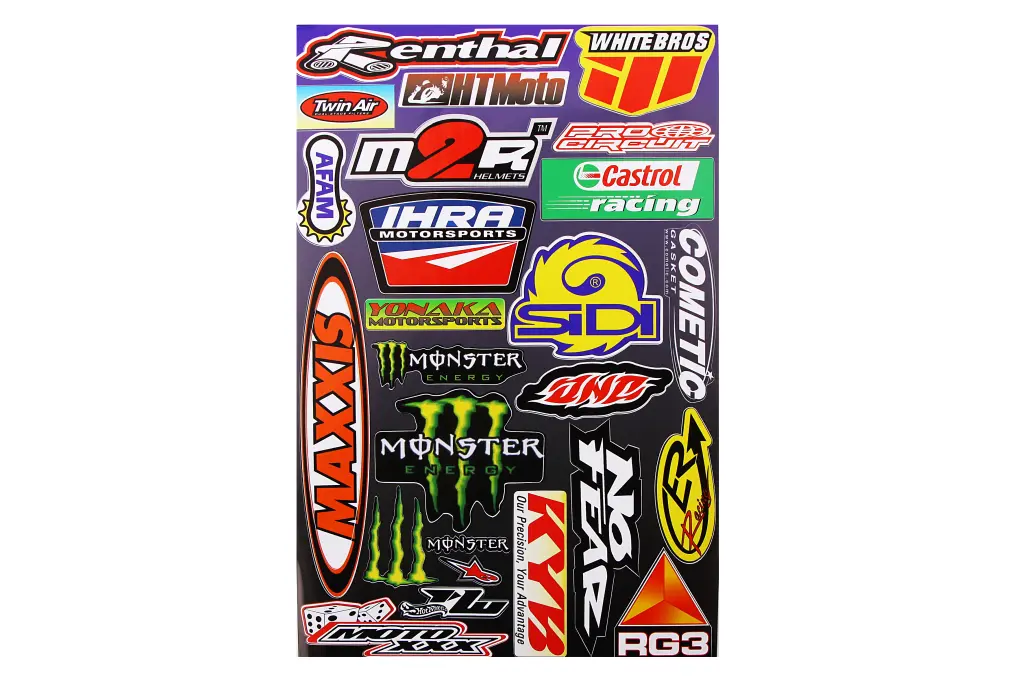 наклейка Набор на мопед Renthal, White Bros, HTMoto, M2R, Maxxis, Monster, Motoxxx