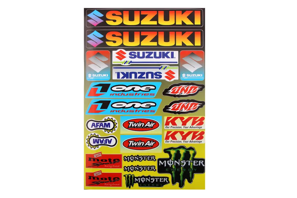 наклейка Набор на мопед Suzuki, One industries, KYB, Twin Air, Afam, Moto Sport, Monster