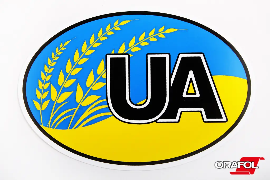 наклейка UA Флаг Украины с колосками 9*13см