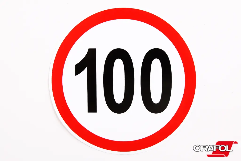 наклейка знак Обмеження швидкості 100 12см
