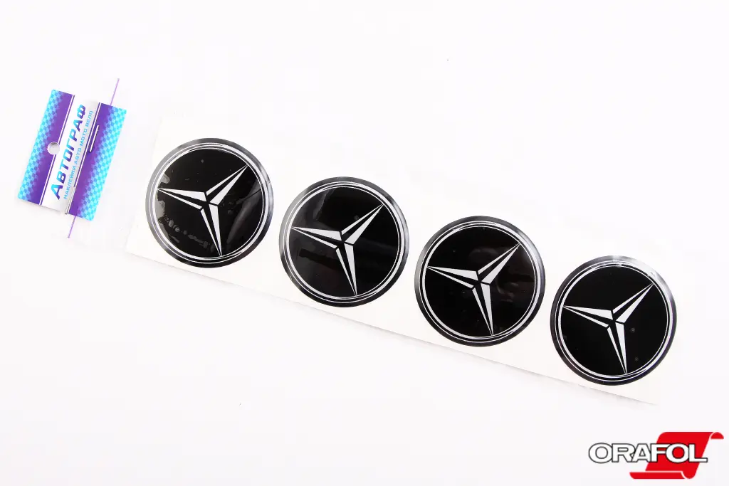 наклейка на ковпак 70мм силікон Mercedes-Benz чорна 