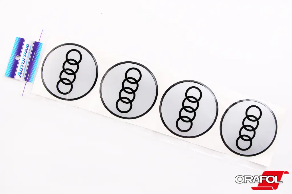 наклейка на ковпак 70мм силікон Audi срібл. 