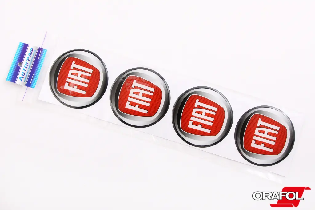 наклейка на ковпак 70мм силікон Fiat червона 