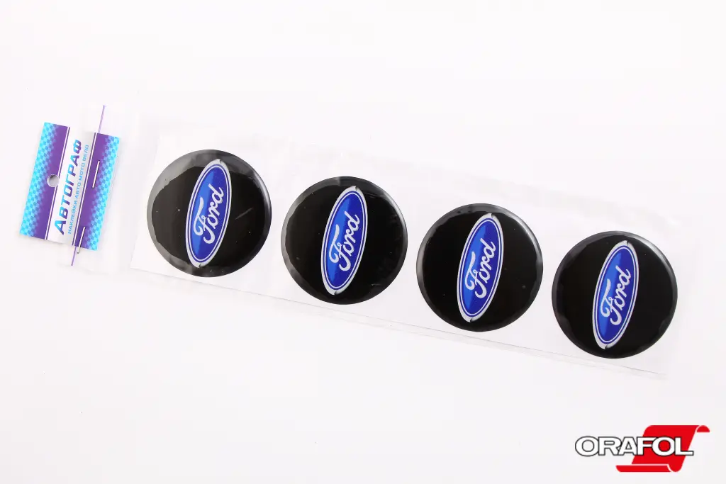 наклейка на ковпак 70мм силікон Ford чорна 