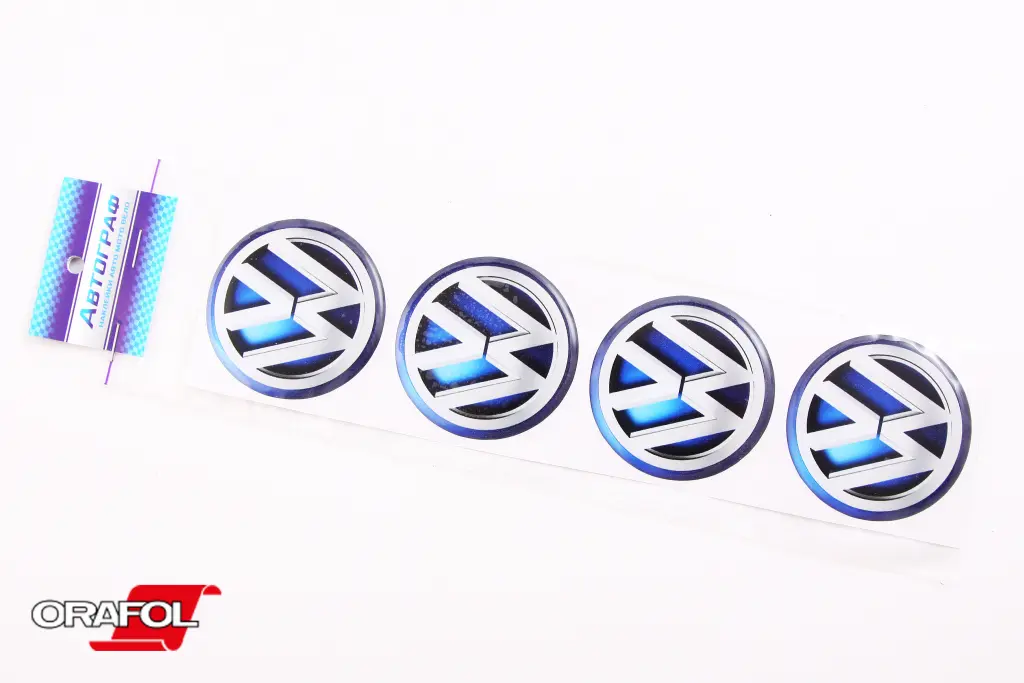 наклейка на ковпак 55мм силікон Volkswagen синя 