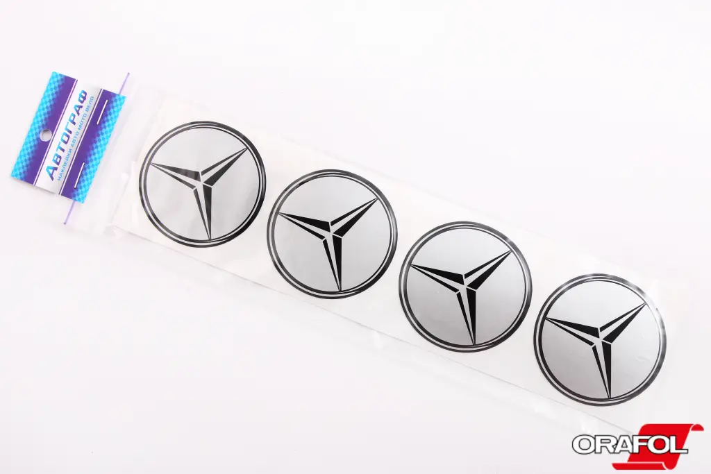 наклейка на ковпак 55мм силікон Mercedes-Benz срібл. 