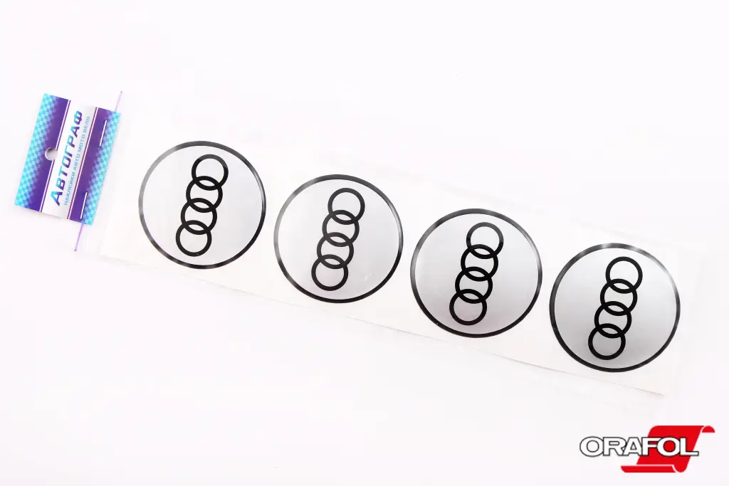наклейка на ковпак 55мм силікон Audi срібл. 