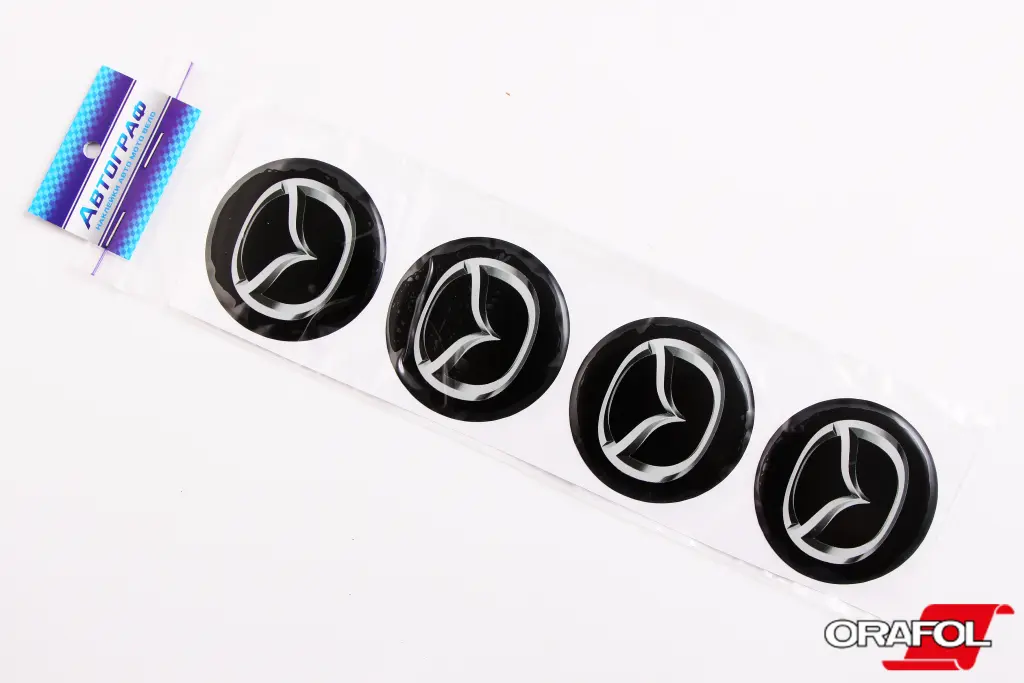 наклейка на ковпак 55мм силікон Mazda чорна 