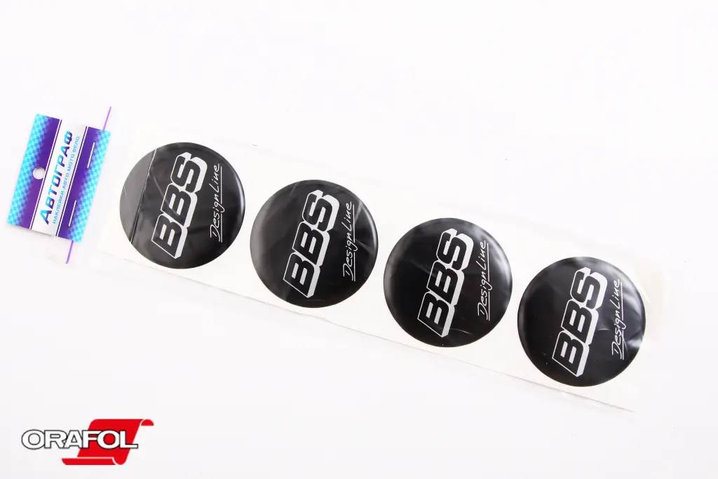 наклейка на ковпак 55мм силікон BBS Design Line чорна 