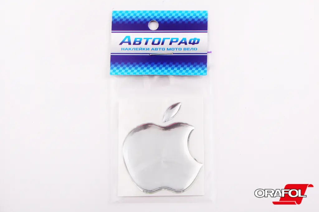 наклейка Эмблема силикон Apple (яблоко) зеркальная 5*4см 