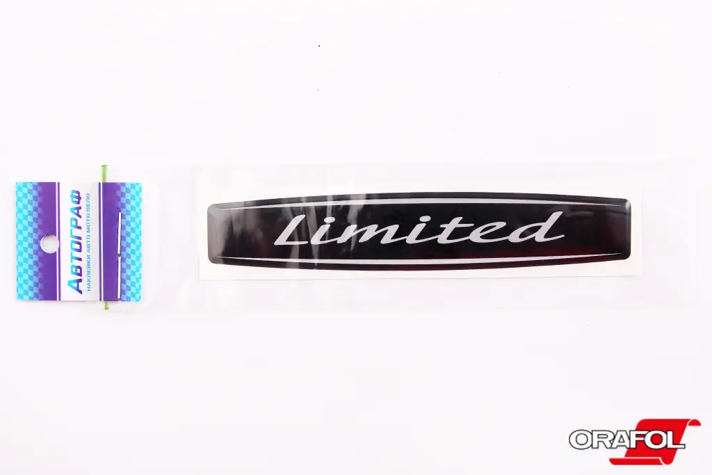 наклейка Эмблема силикон Limited черный фон, серебр. 2*12см 