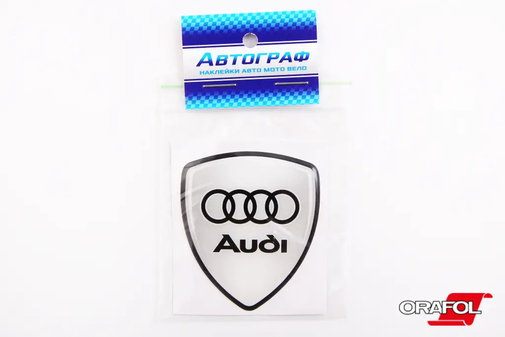 наклейка Эмблема силикон Audi Щит 6*5см 