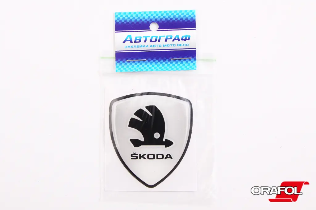 наклейка Эмблема силикон Skoda Щит 6*5см 