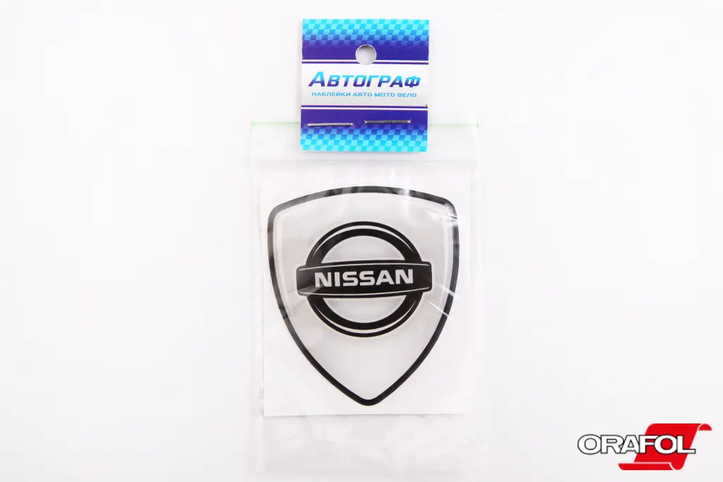 наклейка Эмблема силикон Nissan Щит 6*5см 