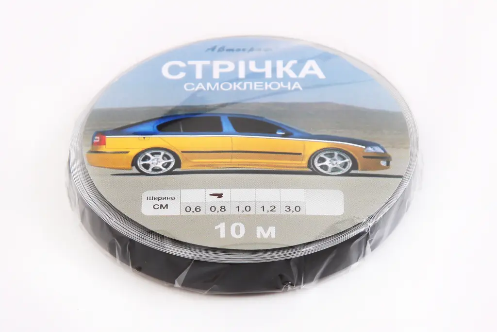 наклейка стрічка 10м чорна 0.8см 