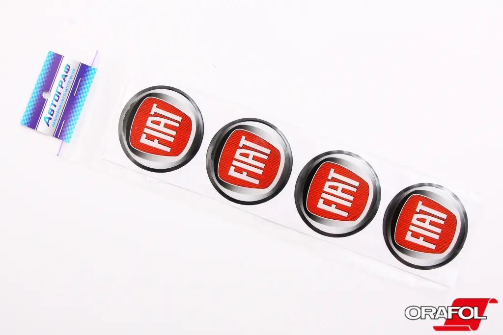 наклейка на ковпак 55мм силікон Fiat червона 