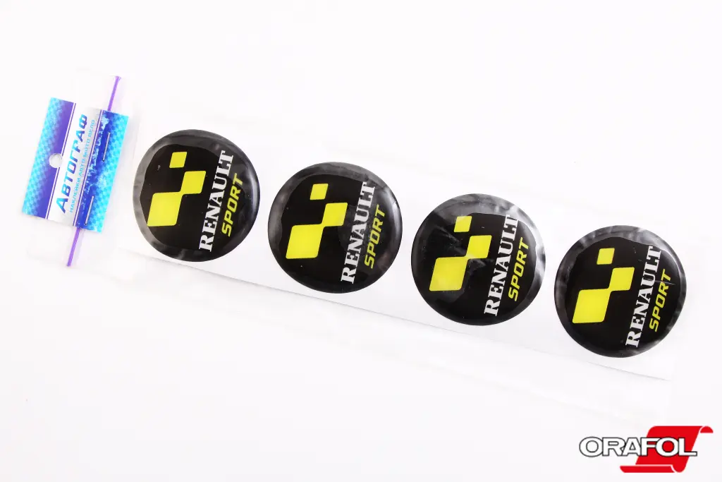 наклейка на ковпак 55мм силікон Renault Sport жовта 