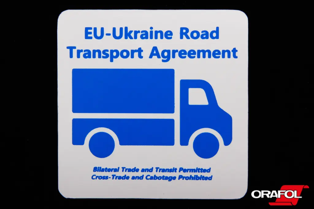 наклейка знак EU-Ukraine Road Transport Agreement 5*5см
