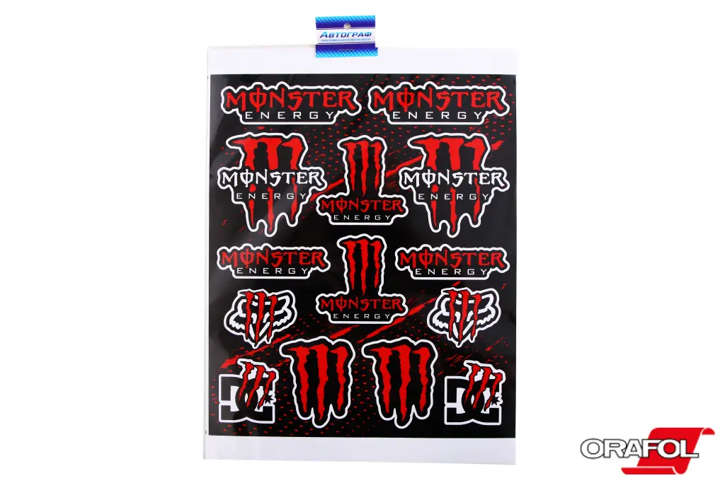 наклейка набір на мопед Monster Energy червоний 