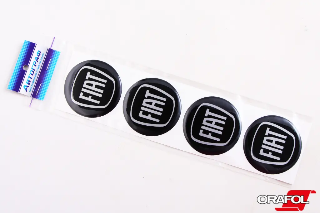 наклейка на ковпак 55мм силікон Fiat чорна 