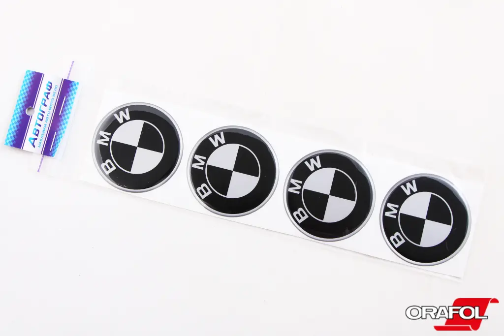 наклейка на ковпак 55мм силікон BMW чорна 