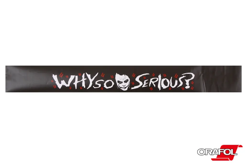 наклейка на лобове скло 17*136см Why so serious? чорна 