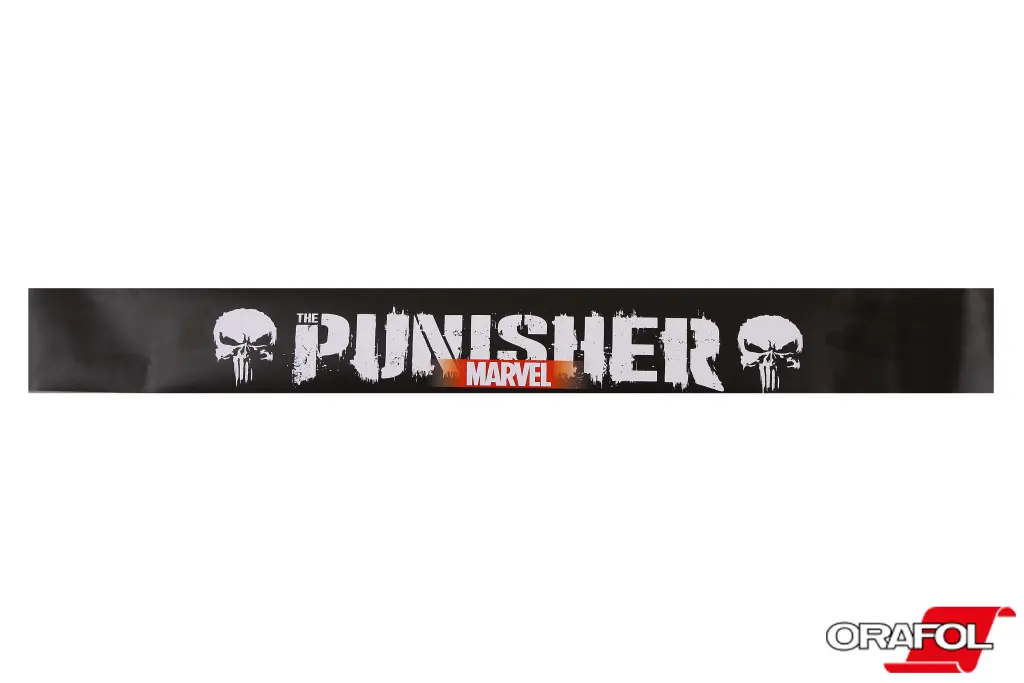 наклейка на лобове скло 17*136см Punisher marvel чорна 