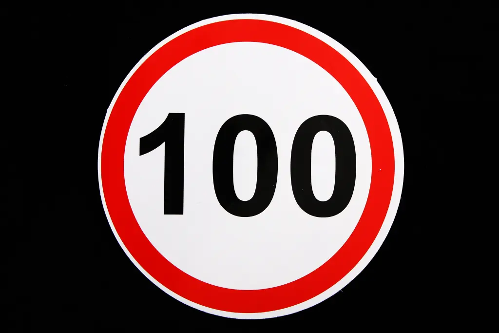 наклейка знак Ограничение скорости 100 14см