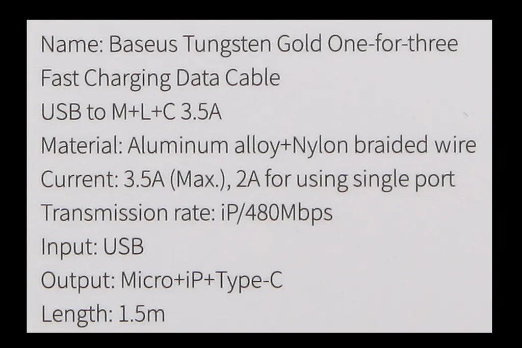 кабель USB - iPhone + microUSB + Type-C 3.5A 1.5м 