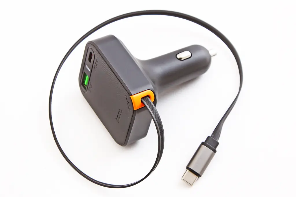зарядка в прикурювач 1USB/1Type-C QC 65Вт зі вбудованим кабелем Type-C 