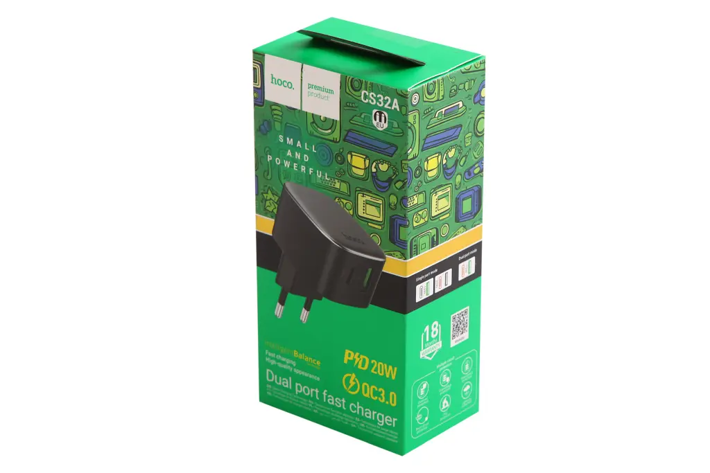 зарядка 220В 1USB/1Type-C QC 20 Вт 