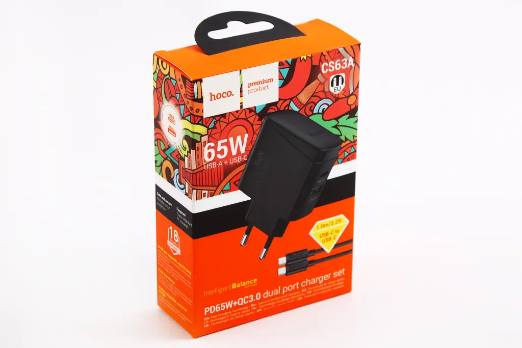 зарядка 220В 1USB/1Type-C QC 65 Вт 