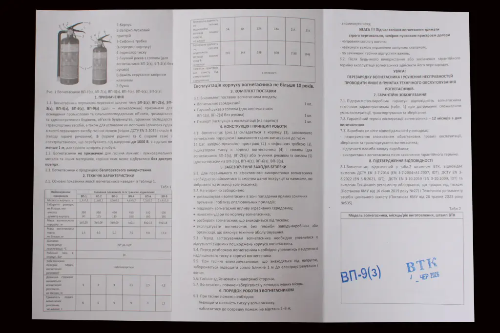 огнетушитель порошковый 9кг с манометром сертиф. EN 