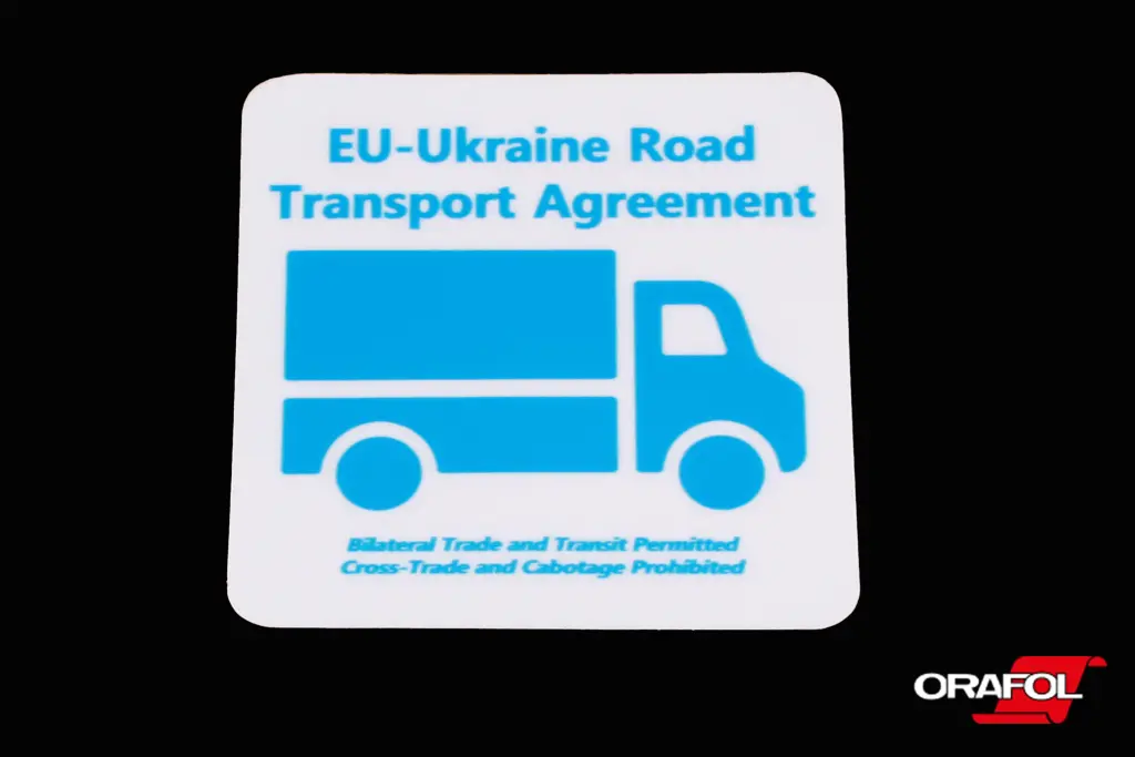 наклейка знак EU-Ukraine Road Transport Agreement внутренняя 5*5см